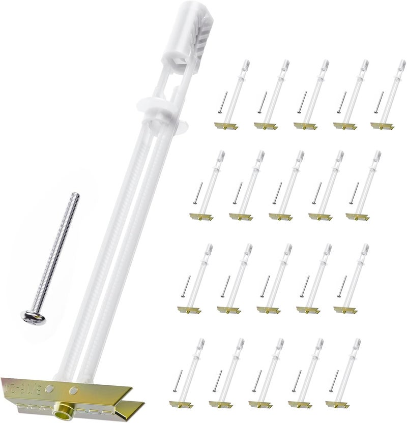 PRLF Drywall Anchor with Included Bolts for 3/16”-24, Heavy Duty Hollow Drywall Anchors for TV Mounting Kit, Stainless Steel Hollow Wall Anchors Holds up to 240lbs Each in 1/2” Drywall (Pack of 20) - Image 1